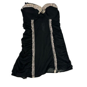 Essentials by A.B.S Beautiful Black cream Lace Corset Babydoll
